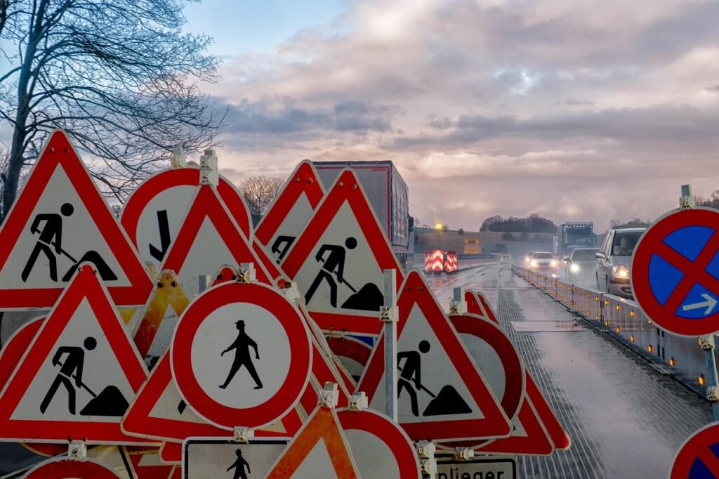 construction site, traffic, road, highway, signs, disability, warning, construction work, road works, street sign, disability, road works, road works, road works, road works, road works